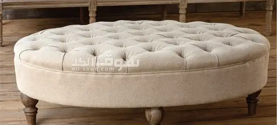Wide Tufted Oval Standard Ottoman