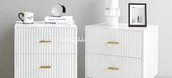 Modern Ribbed White Nightstand